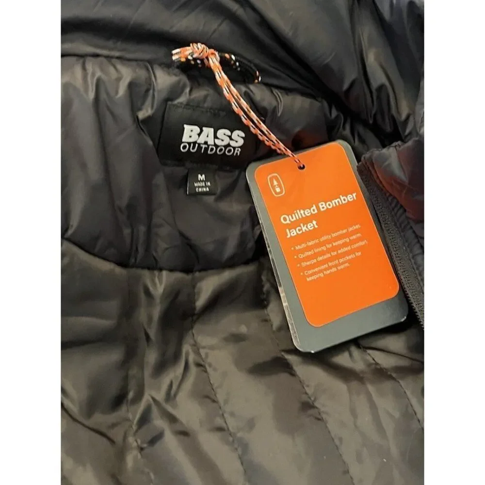 Bass Outdoor Womens Medium Black Quilted Zip Bomber Puffer Jacket NWT MSRP $129